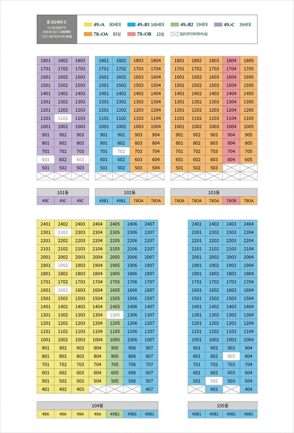 신길 AK 푸르지오 동,호수 배치도. (사진=대우건설)