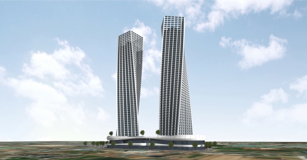 DL이앤씨가 특허를 출원한 주거용 트위스트 건축물 투시도. (사진=DL이앤씨)