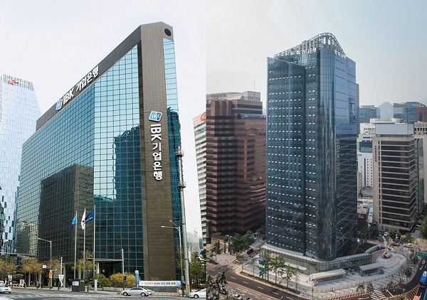 (왼쪽부터) IBK기업은행, 하나은행 사옥 전경 (사진=각 사)