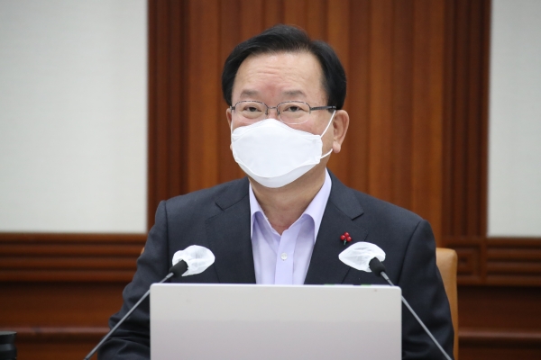 김부겸 국무총리가 9일 정부서울청사에서 열린 국정현안점검조정회의를 주재하고 있다. (사진=연합뉴스)