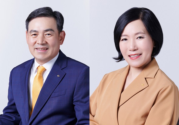 김성현(왼쪽)·박정림 KB증권 대표이사(사진=KB증권)<br>
