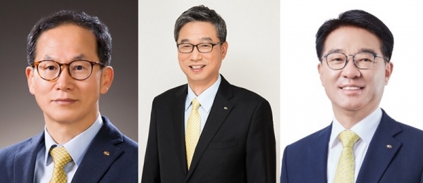 (왼쪽부터) 양종희 KB금융지주 부회장, 허인 KB국민은행장, 이동철 KB국민카드 사장 (사진=KB금융지주)