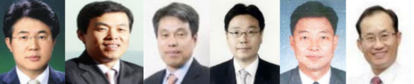 (왼쪽부터) 이영창 신한금융투자 사장, 조재민 전 KB자산운용 사장, 김희송 신한대체투자 사장, 김지욱 신한금융투자 부사장, 배진수 신한AI 사장, 배일규 아시아신탁 사장.(사진=각 사)