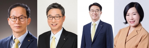 (왼쪽부터) 양종희 KB금융지주 부회장, 허인 신임 부회장, 이동철 신임 부회장, 박정림 KB증권 대표 (사진=KB금융지주)