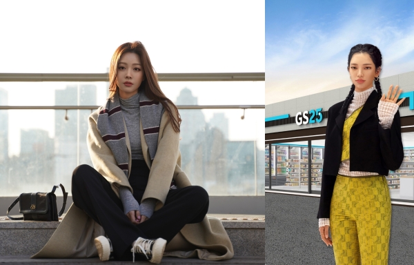 왼쪽부터 가상인간 루시, 로지 (사진=롯데홈쇼핑, GS리테일)