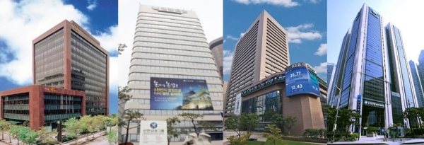 (왼쪽부터) KB·신한·하나·우리금융그룹 사옥 전경 (사진=각 사)