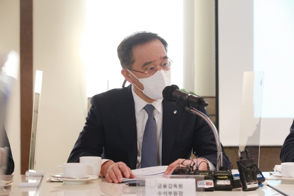 이찬우 금융감독원 수석부원장이 간담회에서 발언하고 있다.(사진=금융감독원)