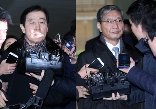 (왼쪽부터)최지성 삼성 미래전략실장(부회장),  장충기 미래전략실 차장(사장) (사진=연합뉴스)