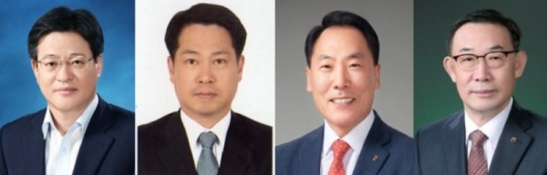 (왼쪽부터) 이재식 농협중앙회 신임 전무이사, 조소행 신임 상호금융 대표이사, 박태선 신임 조합감사위원장, 우성태 신임 농협경제지주 대표이사 (사진=농협중앙회)