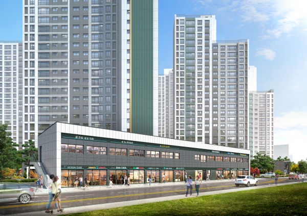 김천 푸르지오 더 퍼스트 단지 내 상가 투시도. (사진=대우건설)