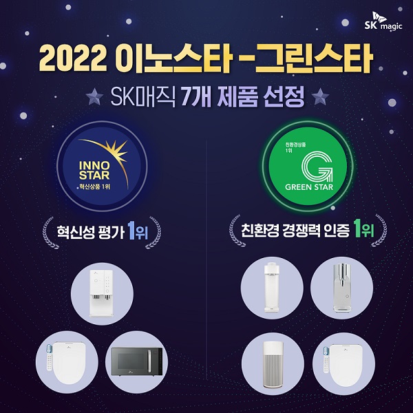 SK매직, '2022 이노스타-그린스타' 정수기, 공청기 등 총 7개 제품 선정 (이미지=SK매직)