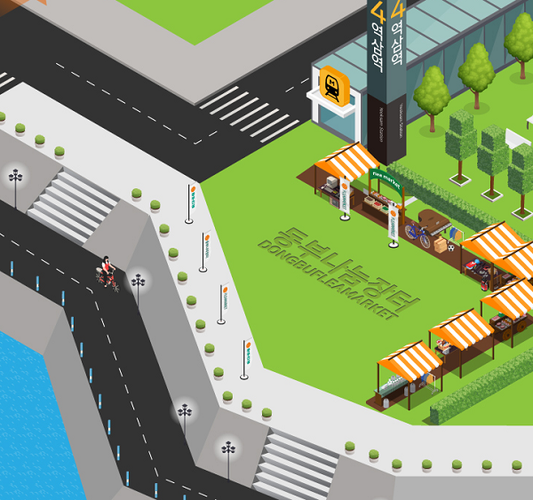 동부건설 메타버스 플랫폼 '메타동부' 내에 조성된 플리마켓(나눔장터). (사진=동부건설)