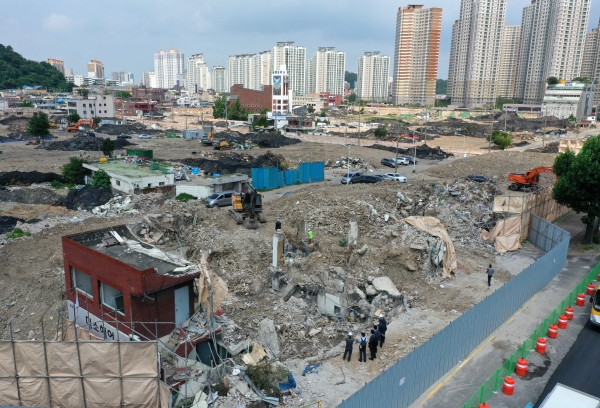 광주 동구 학동4구역 붕괴 사고 현장. (사진=연합뉴스)