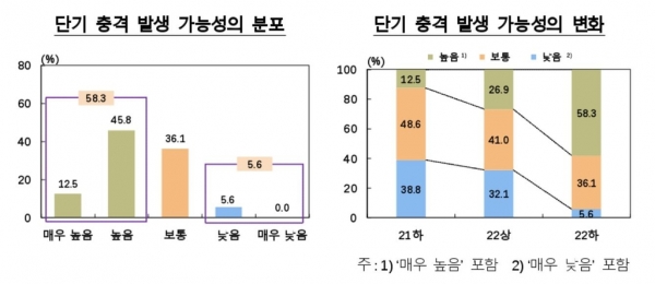 단기 금융시스템 충격 가능성 설문조사 결과 (자료=한국은행)