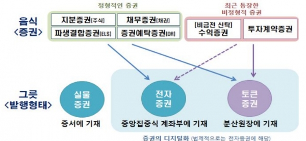 토큰증권의 개념 설명. (표=금융감독원)