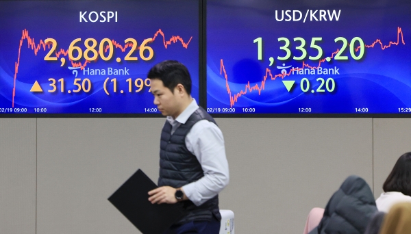 19일 코스피는 전 거래일보다 31.50p(1.19%) 오른 2680.26으로 마감했다. (사진=연합뉴스)