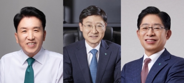 (왼쪽부터) 함영주 하나금융지주 회장, 이승열 하나은행장, 강성묵 하나증권 대표. (사진=하나금융)