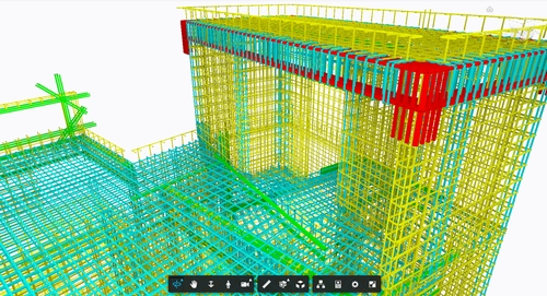 스마트체커를 활용한 BIM 기반 철근 관리 모습. (사진=코오롱글로벌)