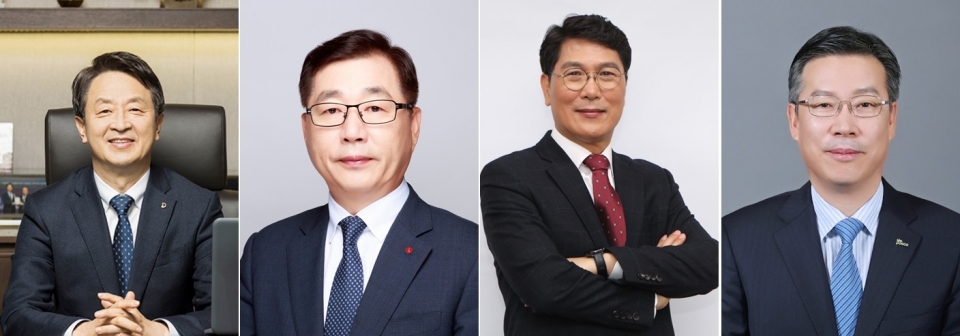 (사진 왼쪽부터)백정완 대우건설 대표, 박현철 롯데건설 대표, 홍현성 현대엔지니어링 대표, 전중선 포스코이앤씨 대는 내년 3월 전까지 임기 만료를 앞두고 있다. /각 사