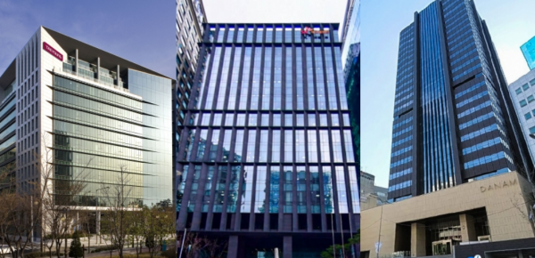 (왼쪽부터) 태영건설, SK에코플랜트, 신세계건설 본사가 있는 여의도, 서울 종로구, 중구의 건물. (사진=각 사)