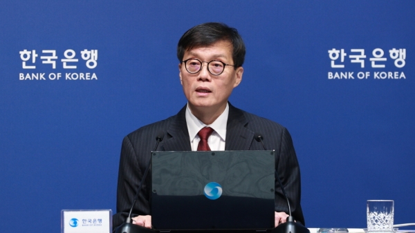 이창용 한국은행 총재가 28일 오전 서울 중구 한국은행에서 열린 통화정책방향 기자간담회에서 발언하고 있다. (사진=한국은행)