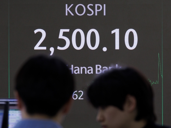 3일 오후 서울 중구 하나은행 본점 딜링룸 전광판에 이날 거래를 마감한 코스피가 표시돼 있다. (사진=연합뉴스)