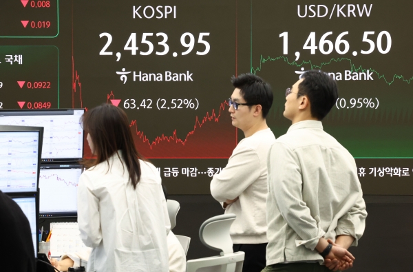 3일 오후 서울 중구 하나은행 현황판에 코스피 등 지수가 표시되고 있다. (사진=연합뉴스)