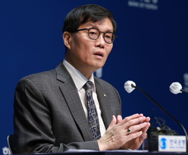 이창용 한국은행 총재가 25일 서울 중구 한국은행에서 열린 통화정책방향 기자간담회에서 발언하고 있다. (사진=한국은행)