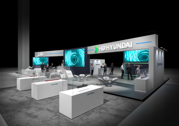 페루 리마에서 개최된 방산전시회 SITDEF 2025에서 HD현대중공업 전시관의 조감도 (사진=현대중공업)