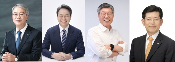 (왼쪽부터) 임종룡 우리금융그룹 회장, 진옥동 신한금융그룹 회장, 황병우 iM금융그룹 회장, 빈대인 BNK금융그룹 회장 (사진=각 사)