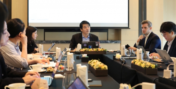 제이슨 권 오픈AI CSO 언론 간담회. 제이슨 권 오픈AI 최고전략책임자(CSO)가 한국 언론과 간담회를 갖고 있다. (사진=연합뉴스 )