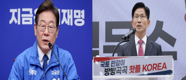 이재명 더불어민주당 후보(왼쪽)와 김문수 국민의힘 대선 후보. (사진=각 당사 홈페이지)