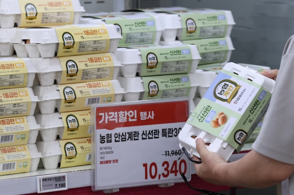 15일 서울의 한 대형마트에 진열된 달걀의 모습. (사진=연합)
