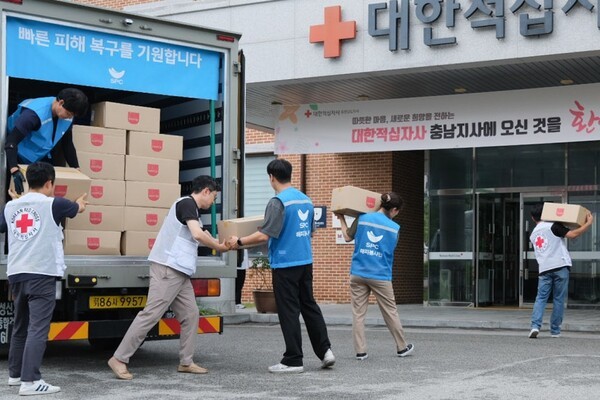 SPC그룹은 집중호우로 피해를 입은 경남 산청 지역에 빵 2000개와 생수 2000개 등 구호물품 4000개를 추가로 지원했다. (사진=SPC그룹)