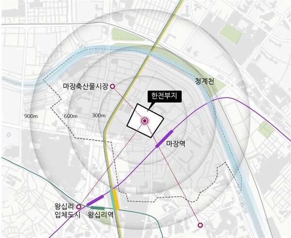 마장동 한전물류센터 부지 위치도 (사진=BS한양)