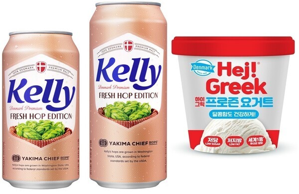 하이트진로 '켈리 후레쉬 홉 에디션'과 동원F&B '덴마크 하이 그릭 프로즌 요거트'. (사진=각 사)