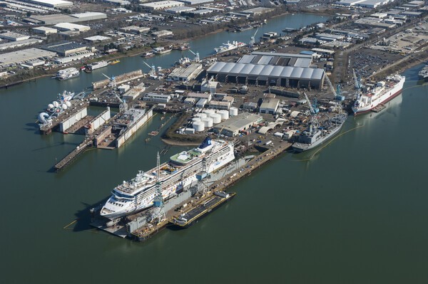 미국 비거 마린 그룹이 운영하는 오리건주 소재 스완 아일랜드 조선소 전경 (사진=삼성중공업)