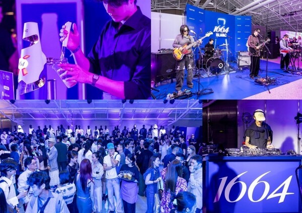 하이트진로가 프랑스 밀맥주 '1664 블랑'이 지난 5일 성수동 EQL Grove에서 열린 '2025년 서울패션위크' 애프터 파티 협찬 브랜드로 참여했다. (사진=하이트진로)