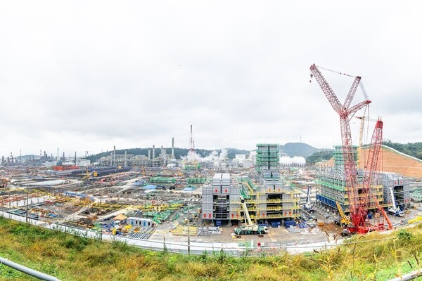 울산 온산국가산업단지 내에 조성 중인 에쓰오일의 샤힌 프로젝트. 이 프로젝트는 에쓰오일의 모기업인 사우디 아람코의 지원을 받아 추진되고 있다. (사진=에쓰오일)