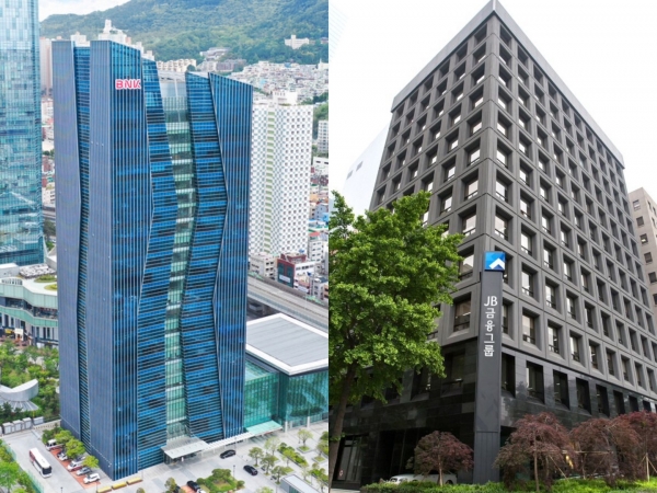 (왼쪽부터) BNK금융지주, JB금융지주 사옥 (사진= 각 사 제공)