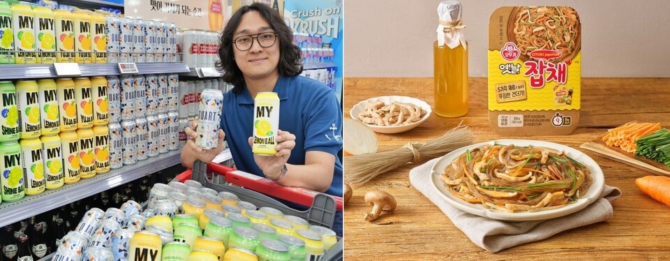 롯데마트·슈퍼가 선보이는 하이볼과 '쿼트', 오뚜기 '옛날잡채'. (사진=각 사)