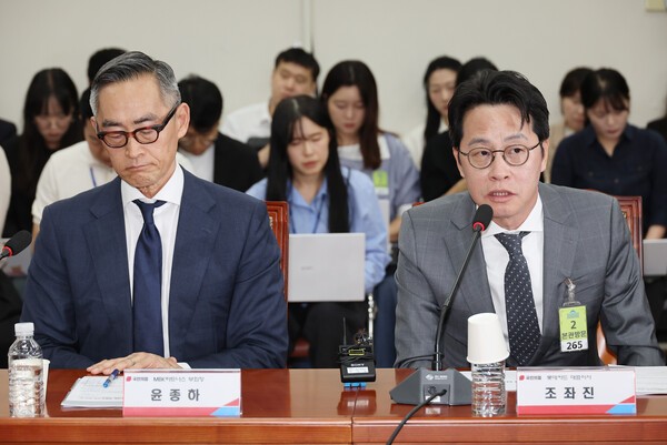 23일 서울 여의도 국회에서 열린 롯데카드 개인정보 유출사태 관련 피해자 보호 방안 및 재발 방지 대책 간담회에 참석한 조좌진 롯데카드 대표 (사진=연합뉴스)