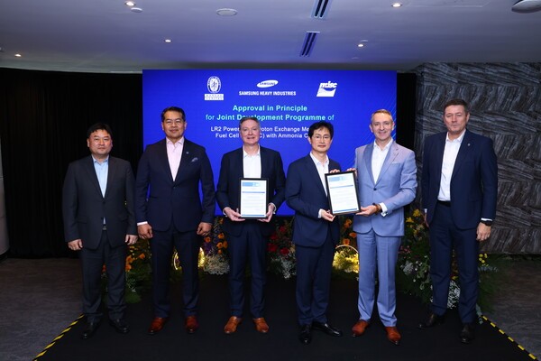 삼성중공업이 프랑스 선급으로부터 암모니아 기반 수소연료전지 추진 원유운반선의 기본설계 인증을 획득했다 (사진=삼성중공업)