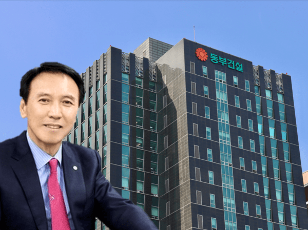 동부건설 윤진오 대표이사와 사옥 전경 (사진=동부건설)