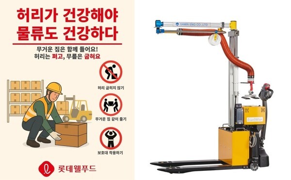 롯데웰푸드, 중량물 이송 보조기구 '플렉스리프트' 도입. (사진=롯데웰푸드)