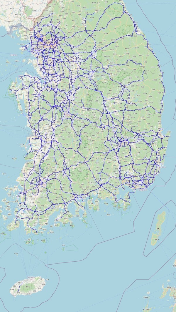 슈퍼크루즈 적용 전국 고속도로 및 주요 간선도로 지도. (사진=한국지엠)