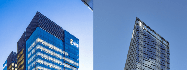 GS건설 외벽(왼쪽)과 DL이앤씨 (사진=각 사)