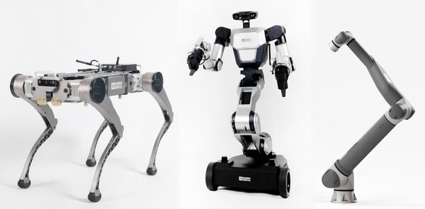 (왼쪽부터)레인보우로보틱스가 기존에 개발한 4족로봇, 이동형 양팔로봇, 협동로봇 (사진=삼성중공업)