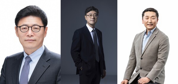 (왼쪽부터) 이형희 수펙스추구협의회 커뮤니케이션 위원장, 정재헌 SK텔레콤 사장, 이용욱 SK온 사장. (사진=SK)