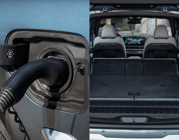 X5 x드라이브50e 충전구(왼쪽)과 적재 공간 (사진=BMW)